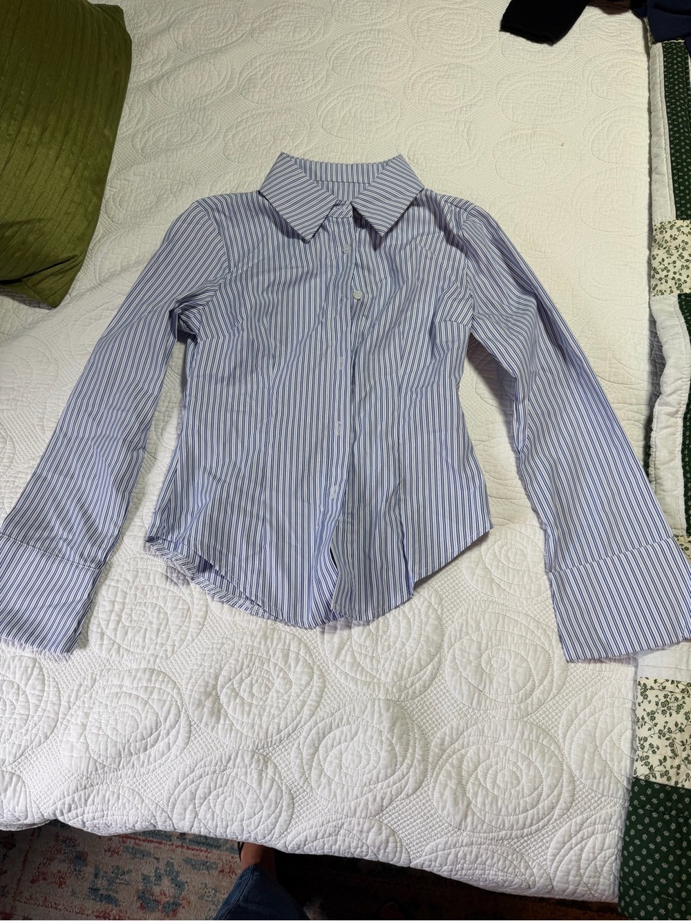 SHEIN Blue and White Striped Button-Down Shirt for Kids